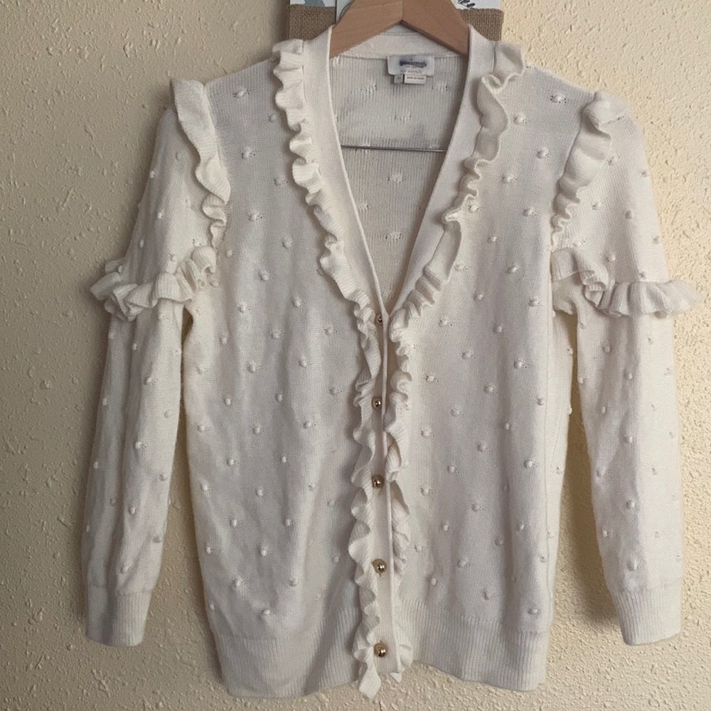 Kate Spade ♠️ Ruffle Pom Cardigan - Picture 5 of 15